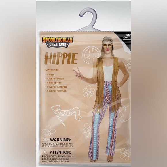 SPOOKTACULAR Creations HIPPIE 70s women costume Halloween size L NEW - Picture 4 of 7